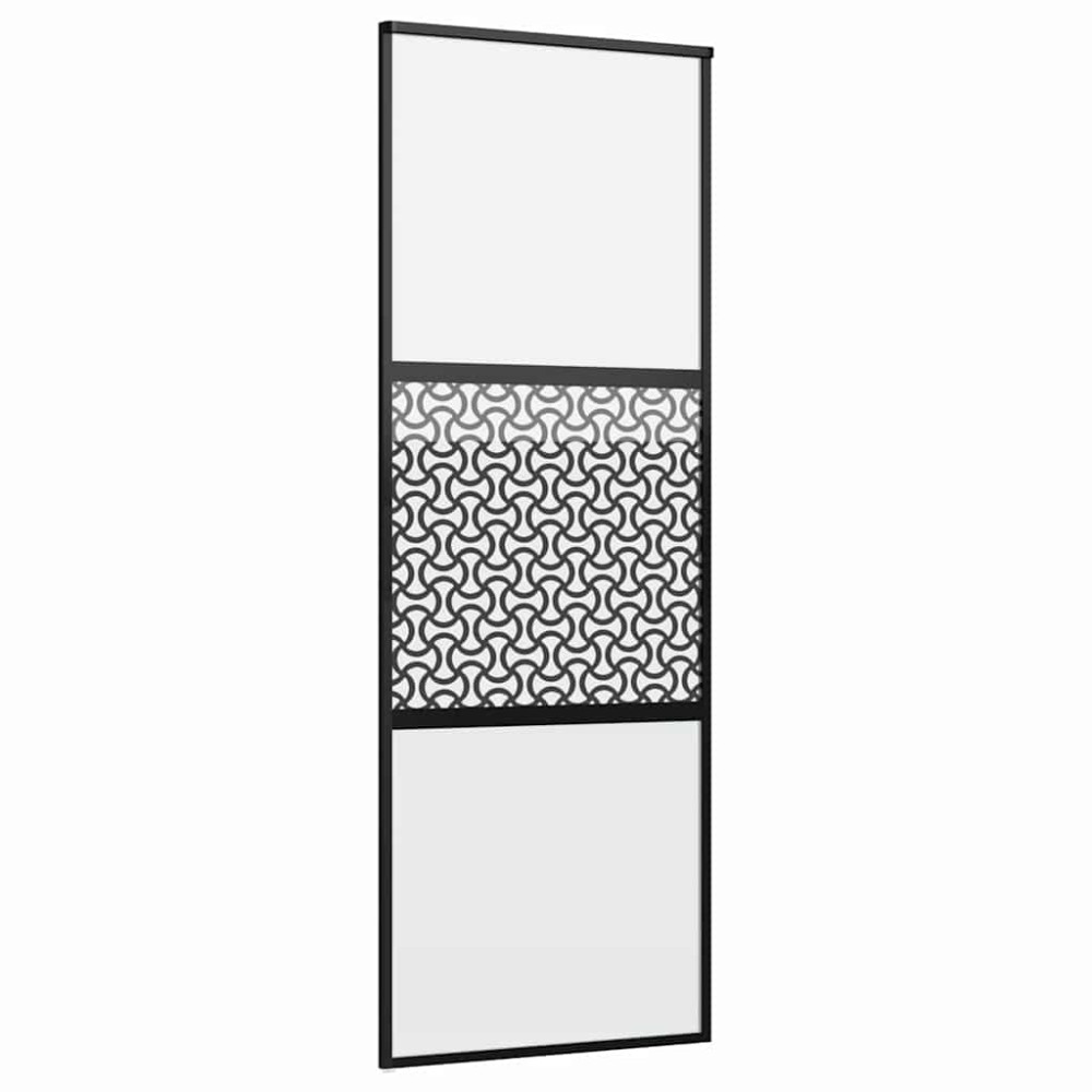 Produktbild för Glasdörr Fiskfjäll Svart 76 x 2 x 205 cm Aluminium