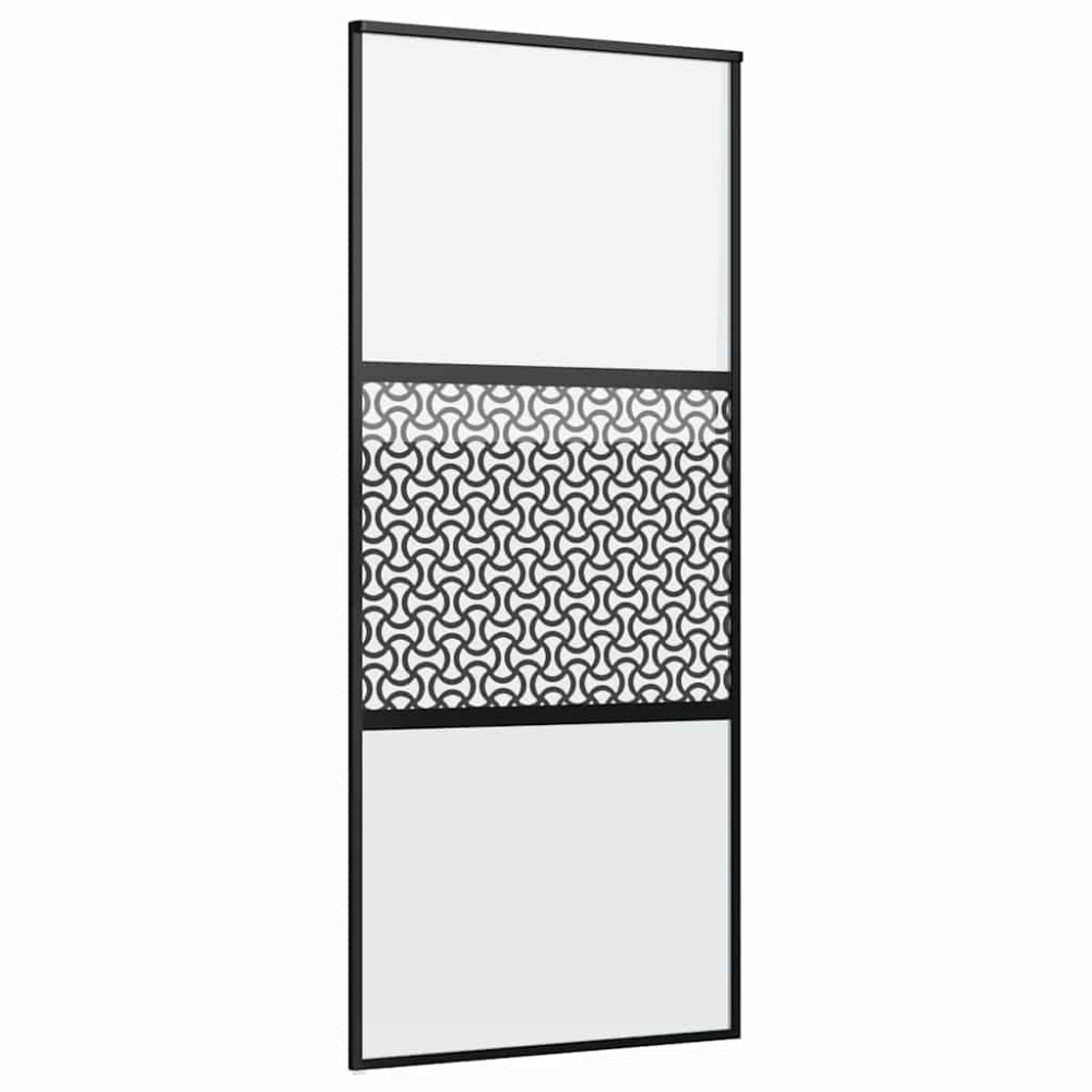 Produktbild för Glasdörr Fiskfjäll Svart 90 x 2 x 205 cm Aluminium