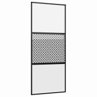 Produktbild för Glasdörr Fiskfjäll Svart 90 x 2 x 205 cm Aluminium