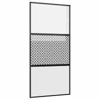 Produktbild för Glasdörr Fiskfjäll Svart 102,5 x 2 x 205 cm Aluminium