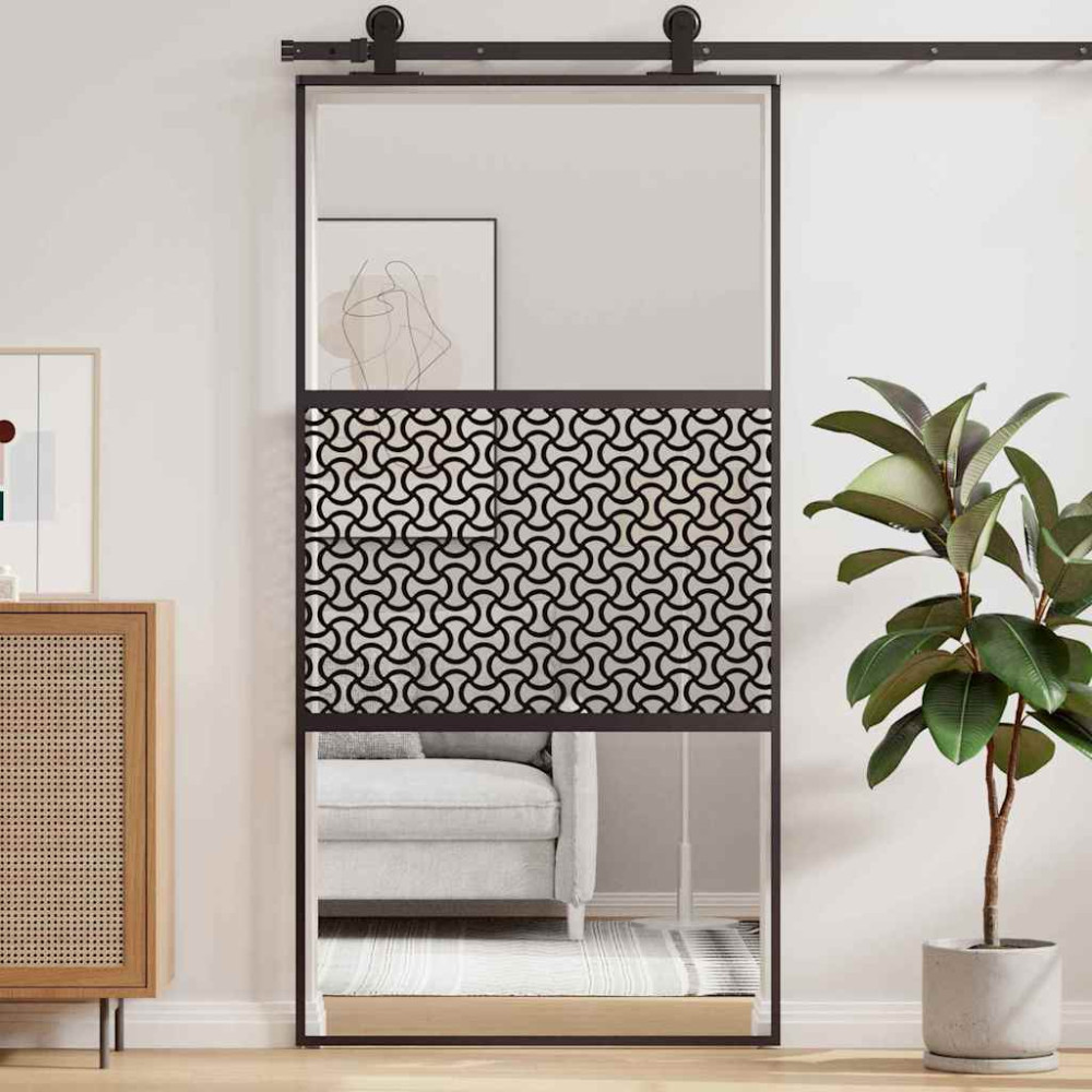 Produktbild för Glasdörr Fiskfjäll Svart 102,5 x 2 x 205 cm Aluminium