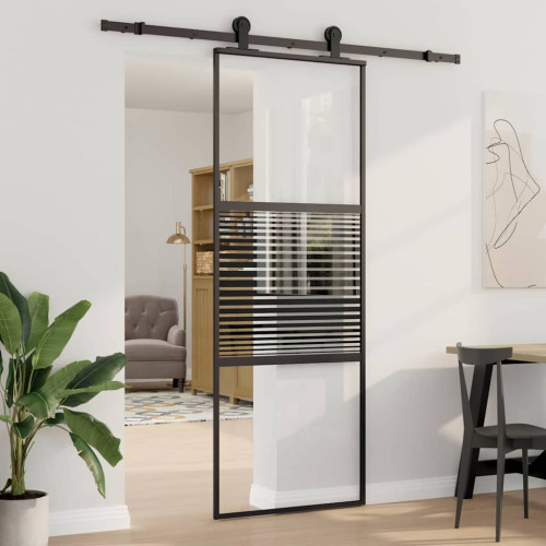 vidaXL Glasdörr Randig Svart 76 x 2 x 205 cm Aluminium