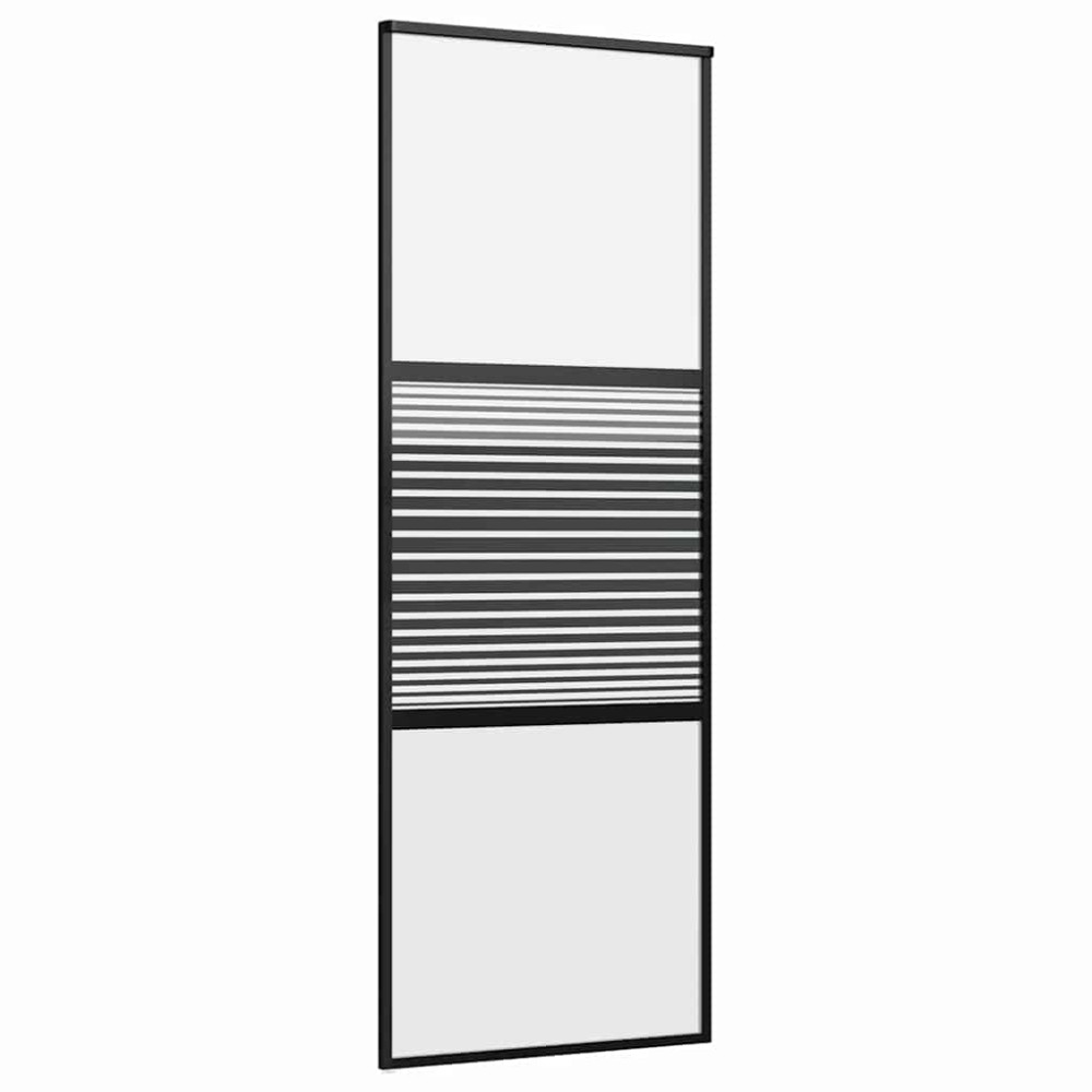 Produktbild för Glasdörr Randig Svart 76 x 2 x 205 cm Aluminium