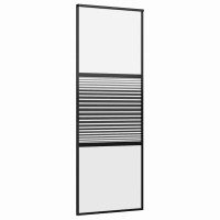 Produktbild för Glasdörr Randig Svart 76 x 2 x 205 cm Aluminium