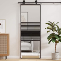 Produktbild för Glasdörr Randig Svart 76 x 2 x 205 cm Aluminium