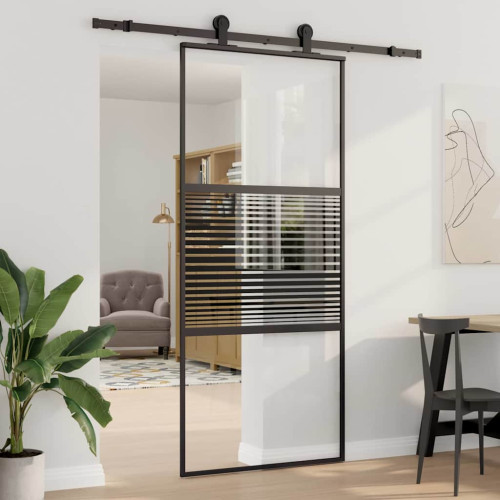 vidaXL Glasdörr Randig Svart 90 x 2 x 205 cm Aluminium