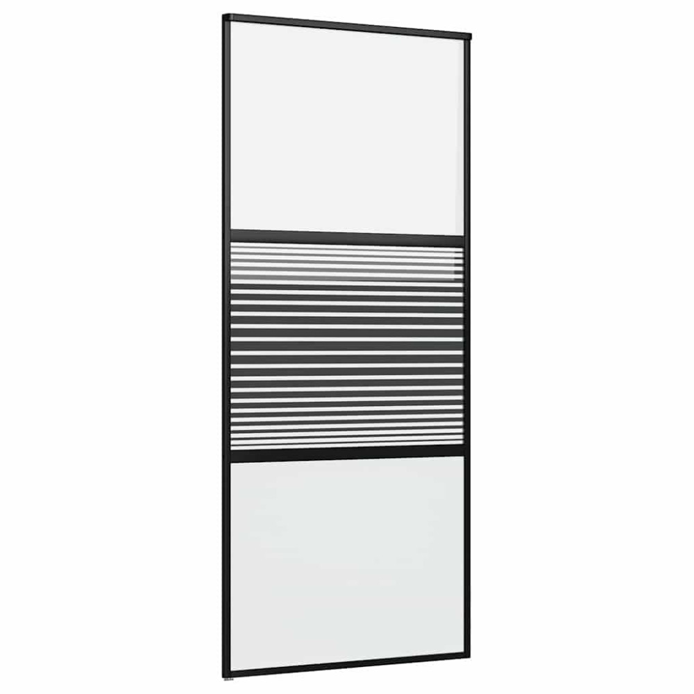 Produktbild för Glasdörr Randig Svart 90 x 2 x 205 cm Aluminium