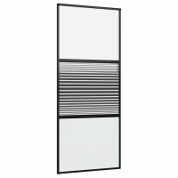 Produktbild för Glasdörr Randig Svart 90 x 2 x 205 cm Aluminium
