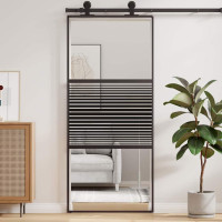 Produktbild för Glasdörr Randig Svart 90 x 2 x 205 cm Aluminium