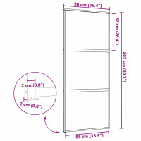 Produktbild för Glasdörr Randig Svart 90 x 2 x 205 cm Aluminium
