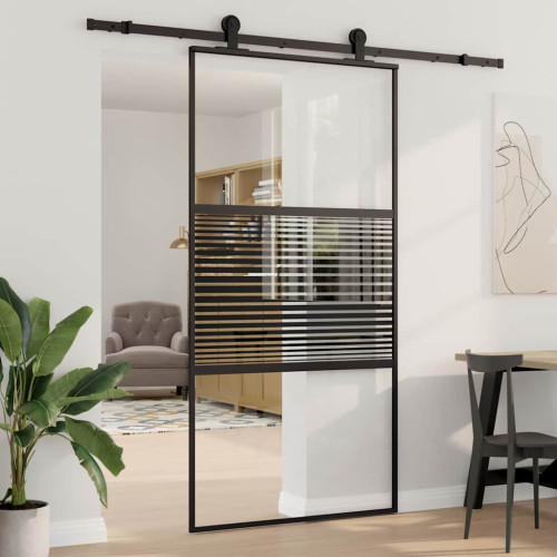 vidaXL Glasdörr Randig Svart 102,5 x 2 x 205 cm Aluminium