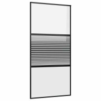 Produktbild för Glasdörr Randig Svart 102,5 x 2 x 205 cm Aluminium