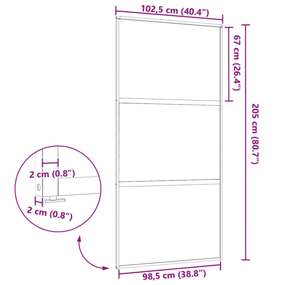 Produktbild för Glasdörr Randig Svart 102,5 x 2 x 205 cm Aluminium