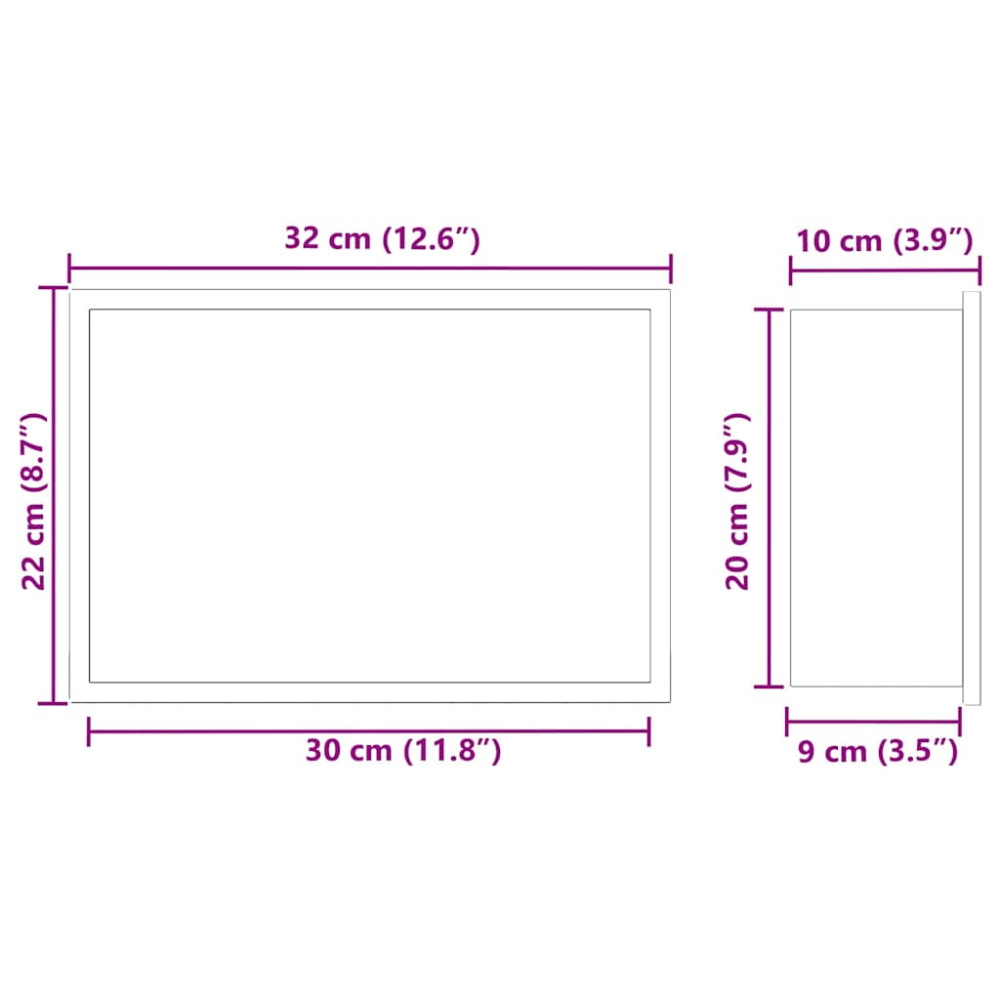 Produktbild för Dusch Nisch Svart 30 x 20 x 9,5 cm Rostfritt stål