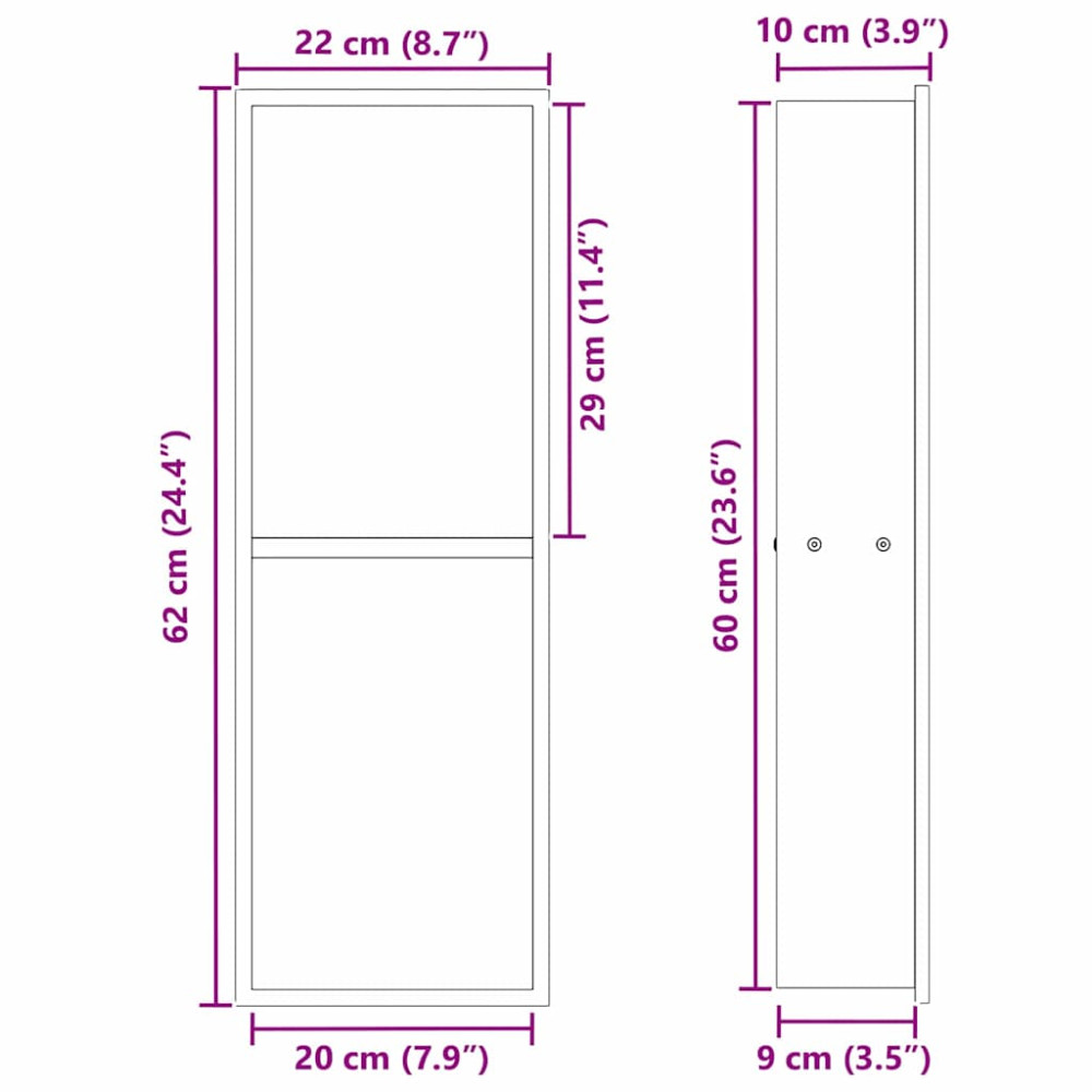 Produktbild för Dusch Nisch Svart 60 x 20 x 9,5 cm Rostfritt stål