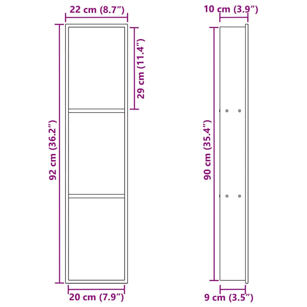 Produktbild för Dusch Nisch Vit 90 x 20 x 9,5 cm Rostfritt stål