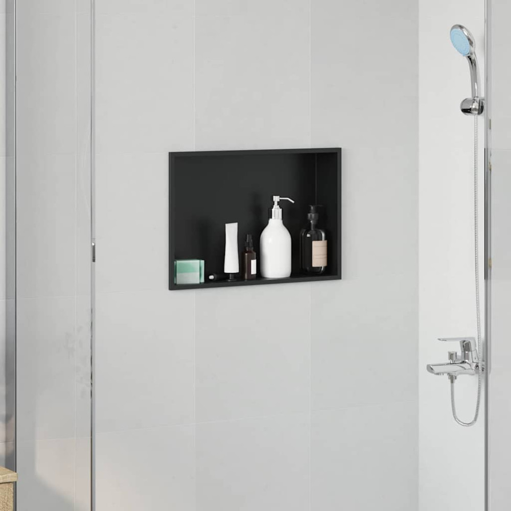 Produktbild för Dusch Nisch Svart 45 x 30 x 9,5 cm Rostfritt stål