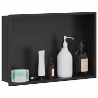 Produktbild för Dusch Nisch Svart 45 x 30 x 9,5 cm Rostfritt stål
