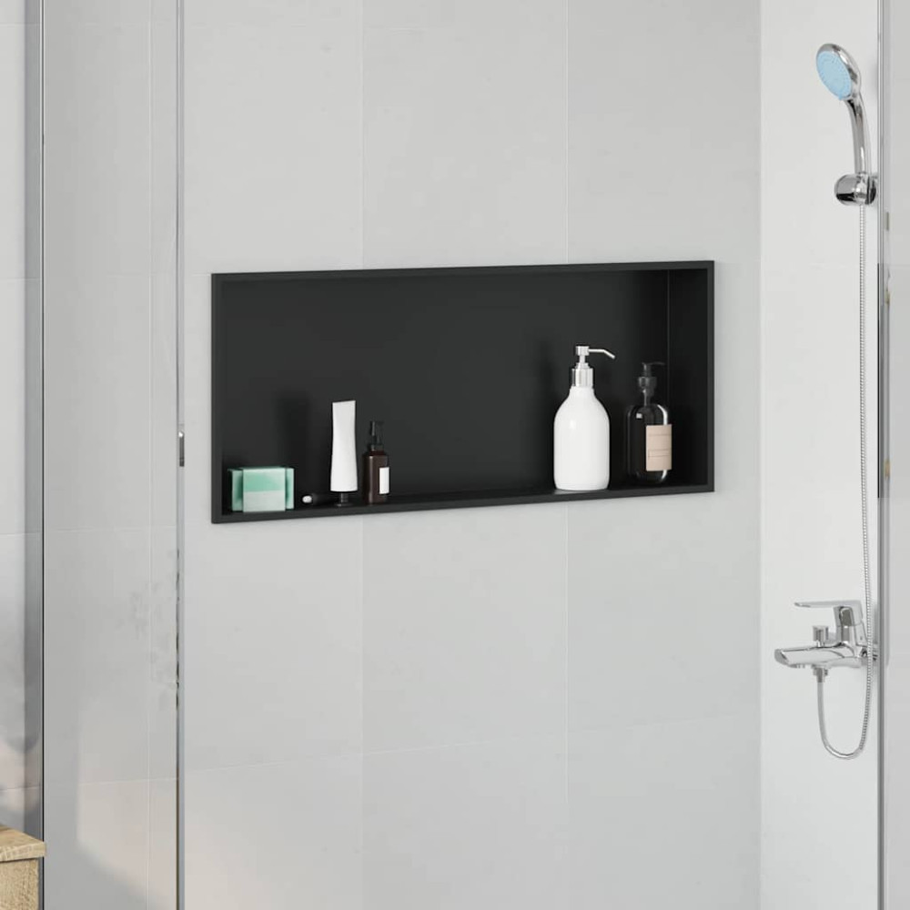 Produktbild för Dusch Nisch Svart 75 x 30 x 9,5 cm Rostfritt stål