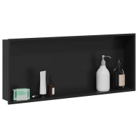Produktbild för Dusch Nisch Svart 75 x 30 x 9,5 cm Rostfritt stål