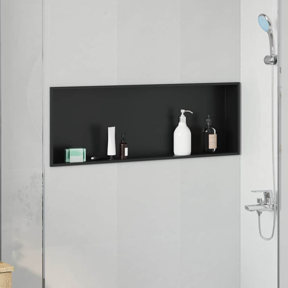 Produktbild för Dusch Nisch Svart 90 x 30 x 9,5 cm Rostfritt stål