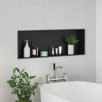 Produktbild för Dusch Nisch Svart 90 x 30 x 9,5 cm Rostfritt stål