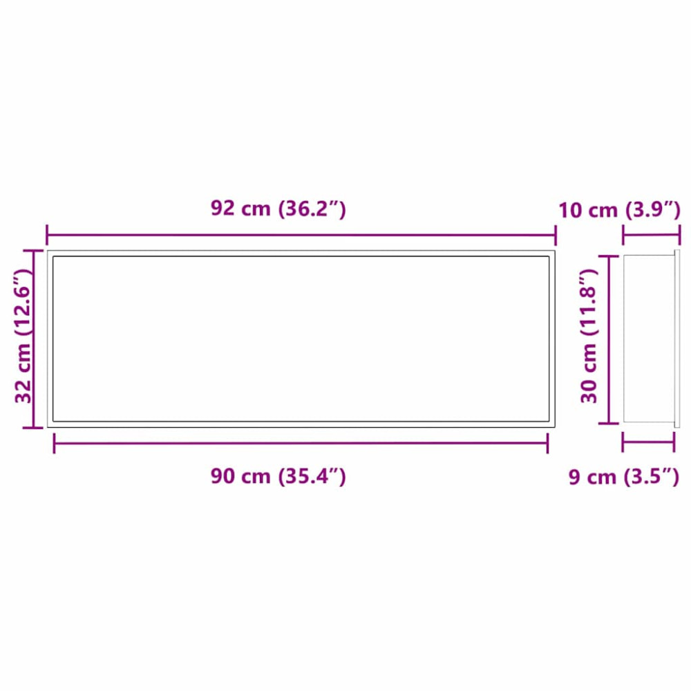 Produktbild för Dusch Nisch Svart 90 x 30 x 9,5 cm Rostfritt stål