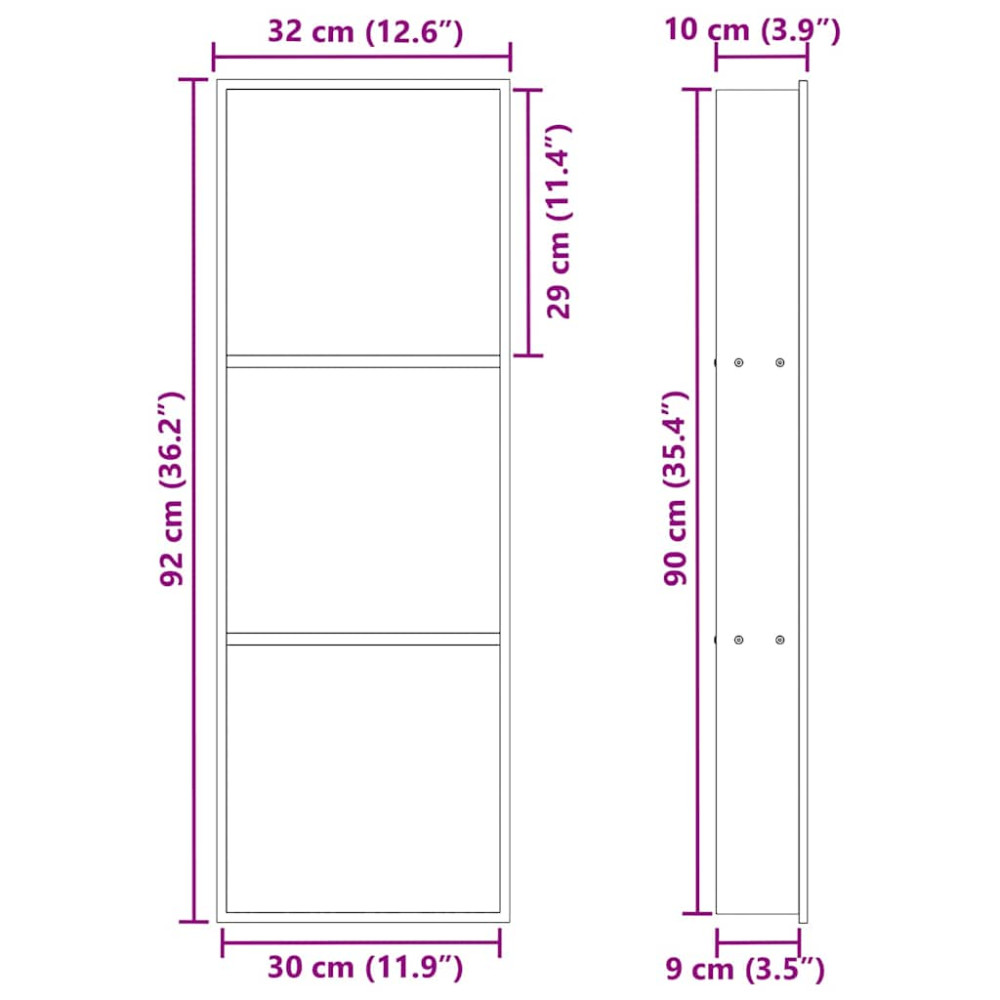 Produktbild för Dusch Nisch Silver 90 x 30 x 9,5 cm Rostfritt stål