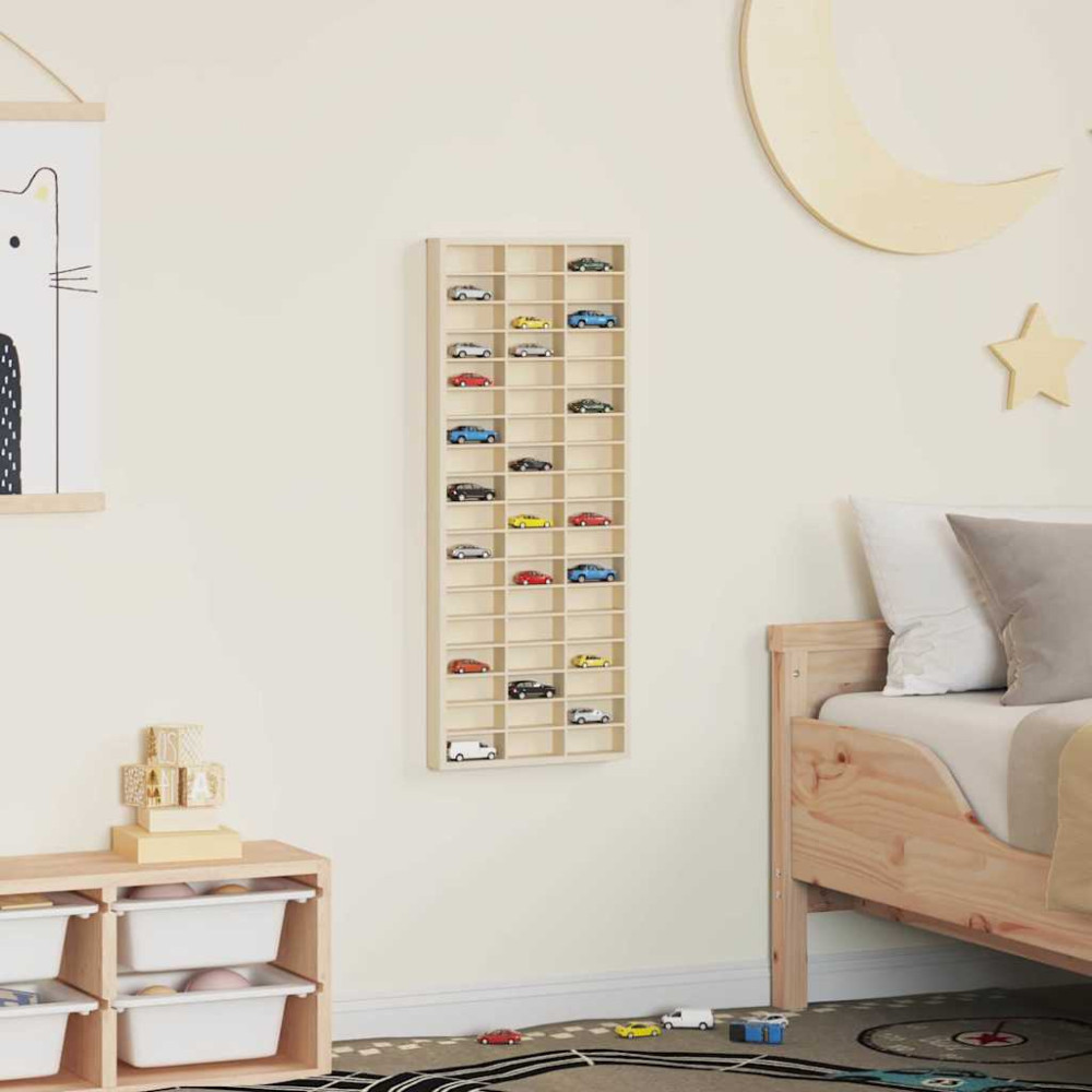 Produktbild för Väggdisplay med hylla Beige 30 x 4,5 x 75 cm Konstruerat trä