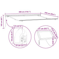 Produktbild för Markisram med LED -remsljus Vit 300 x 250 cm Aluminium