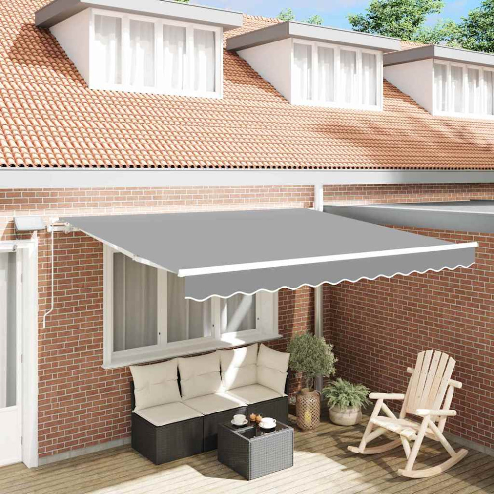 Produktbild för Markisram med LED -remsljus Vit 350 x 250 cm Aluminium