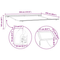 Produktbild för Markisram med LED -remsljus Vit 350 x 250 cm Aluminium