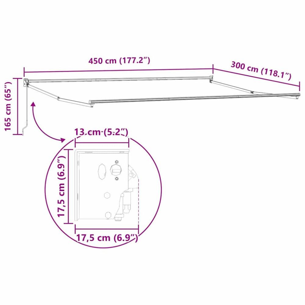 Produktbild för Utdragbar markisram Vit 450 × 300 cm Aluminium