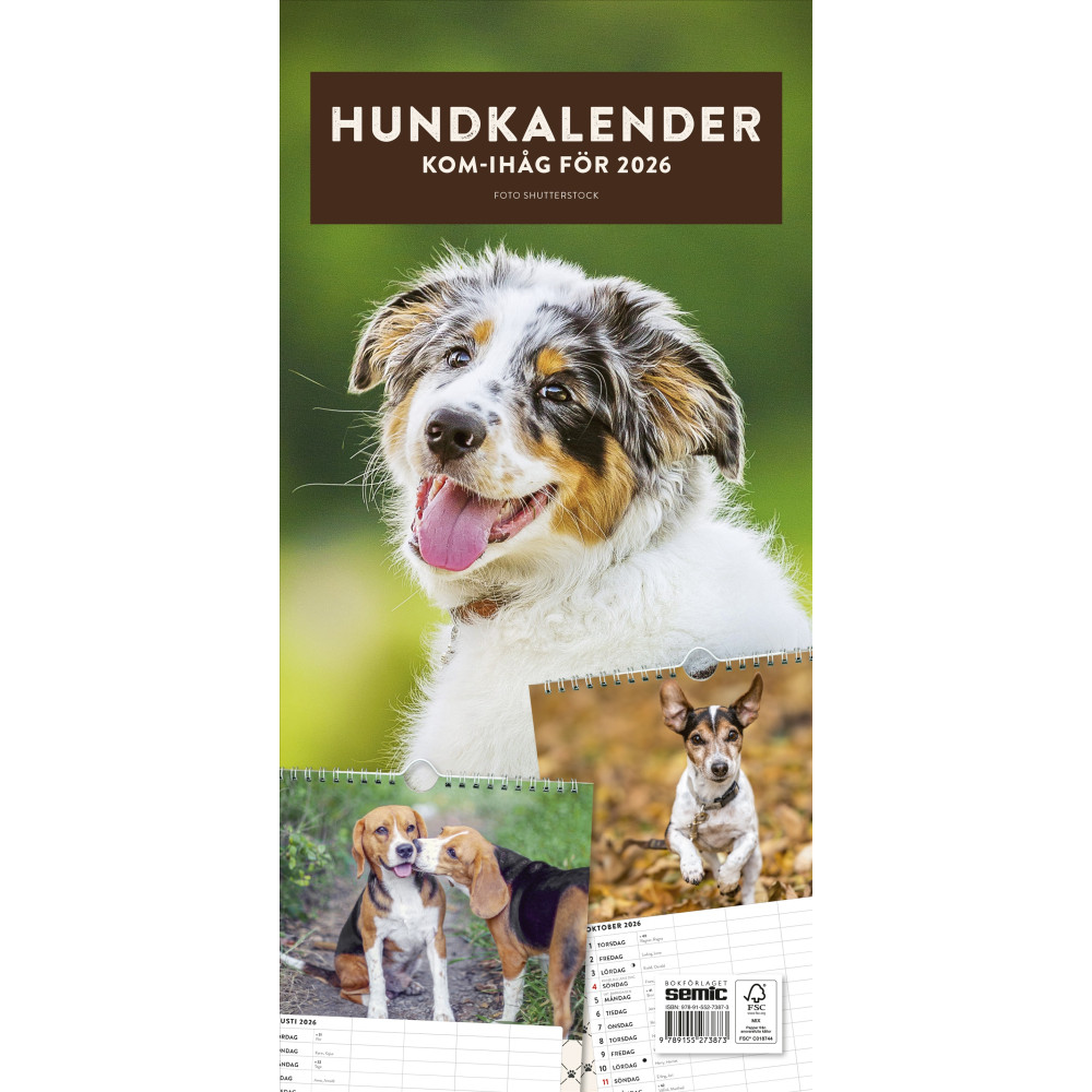 Produktbild för Hundkalender 2026 (bok, spiral)