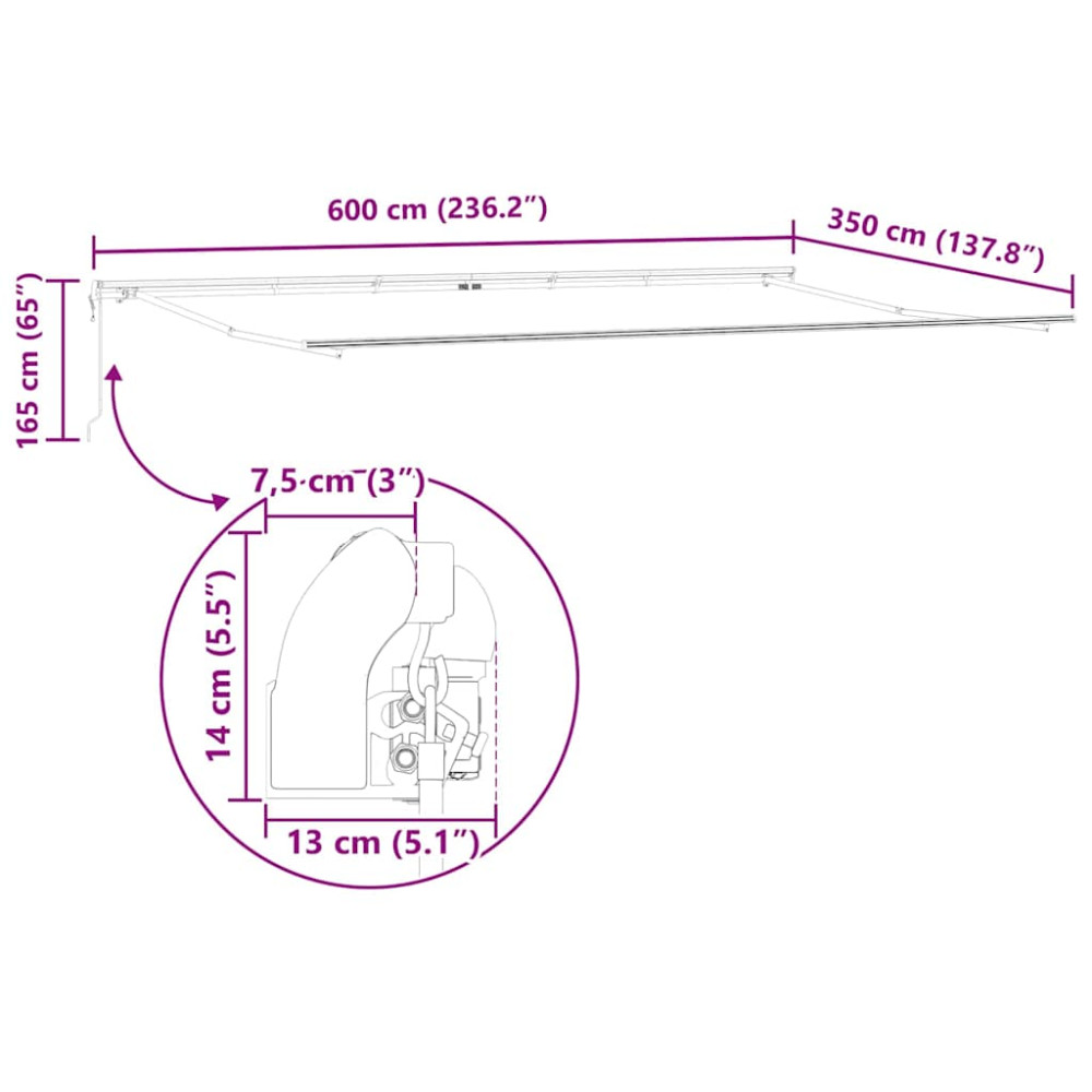 Produktbild för Markisram Vit 600 × 350 cm Aluminium