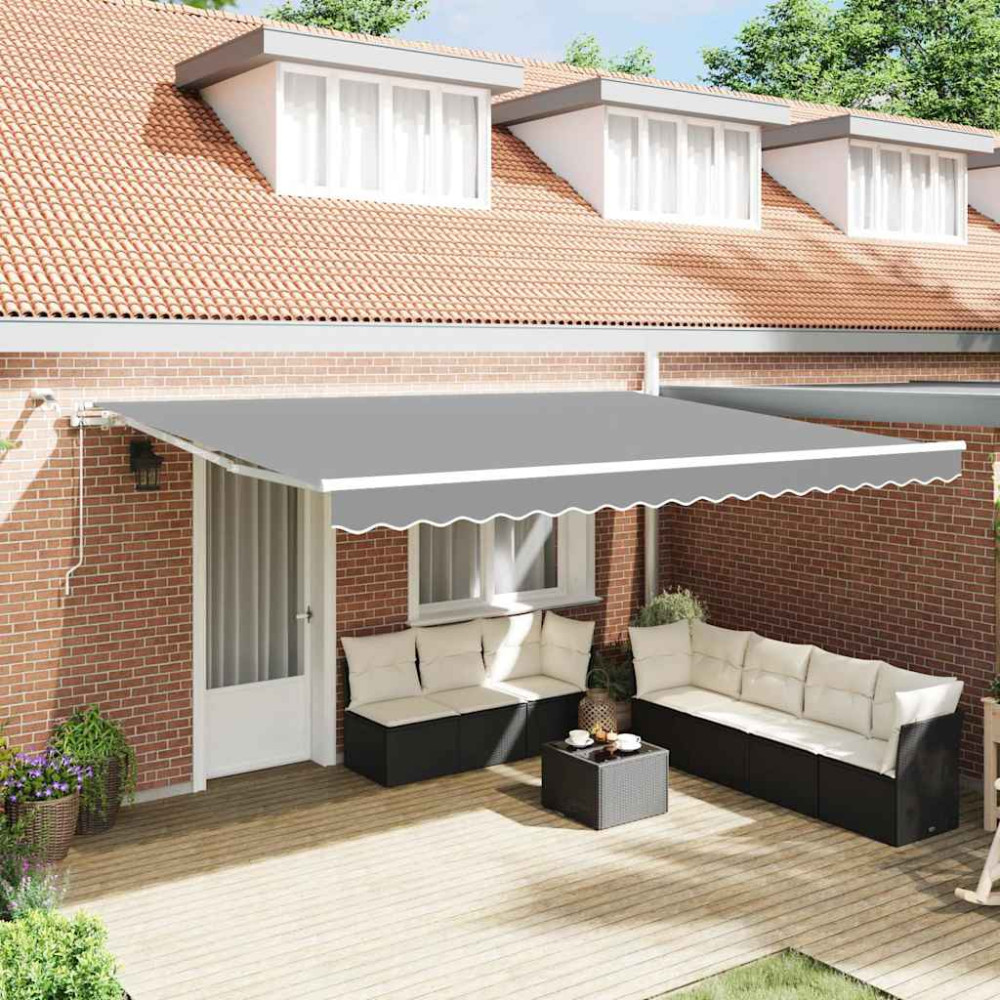 Produktbild för Markisram med LED -remsljus Vit 500 × 300 cm Aluminium