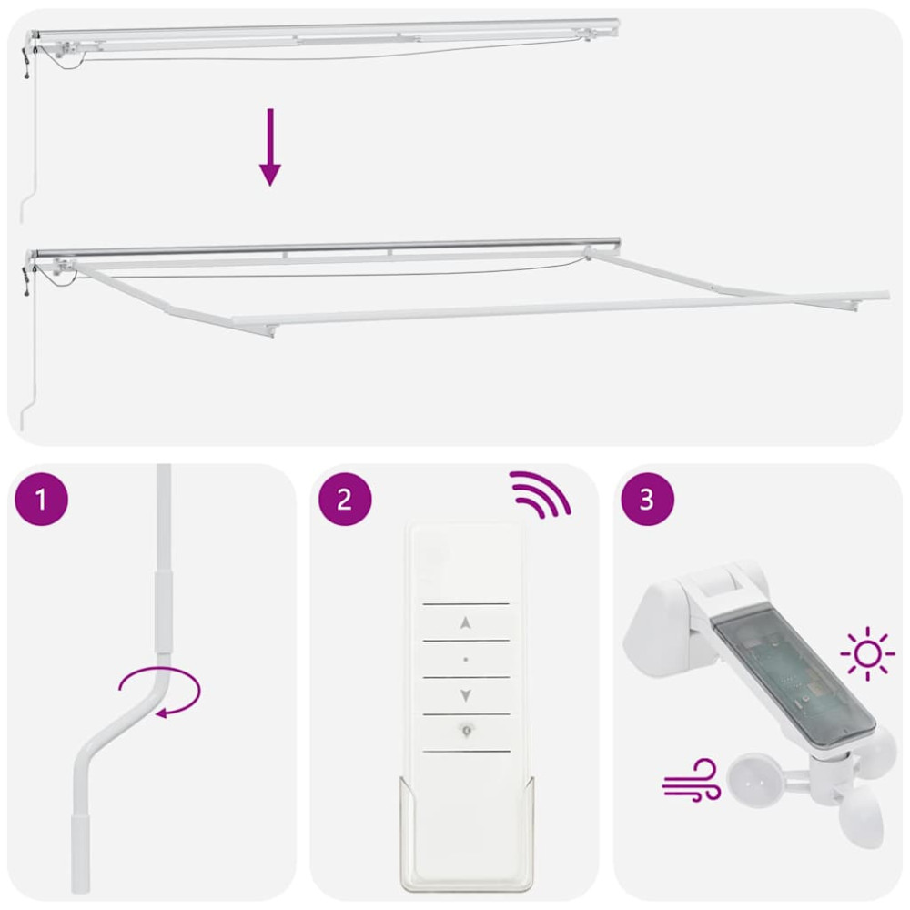 Produktbild för Markisram med LED -remsljus Vit 500 × 300 cm Aluminium