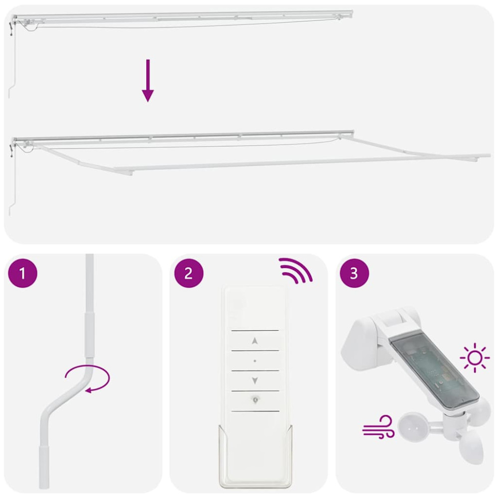 Produktbild för Markisram med LED -remsljus Vit 600 × 300 cm Aluminium