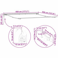 Produktbild för Markisram med LED -remsljus Vit 450 × 350 cm Aluminium