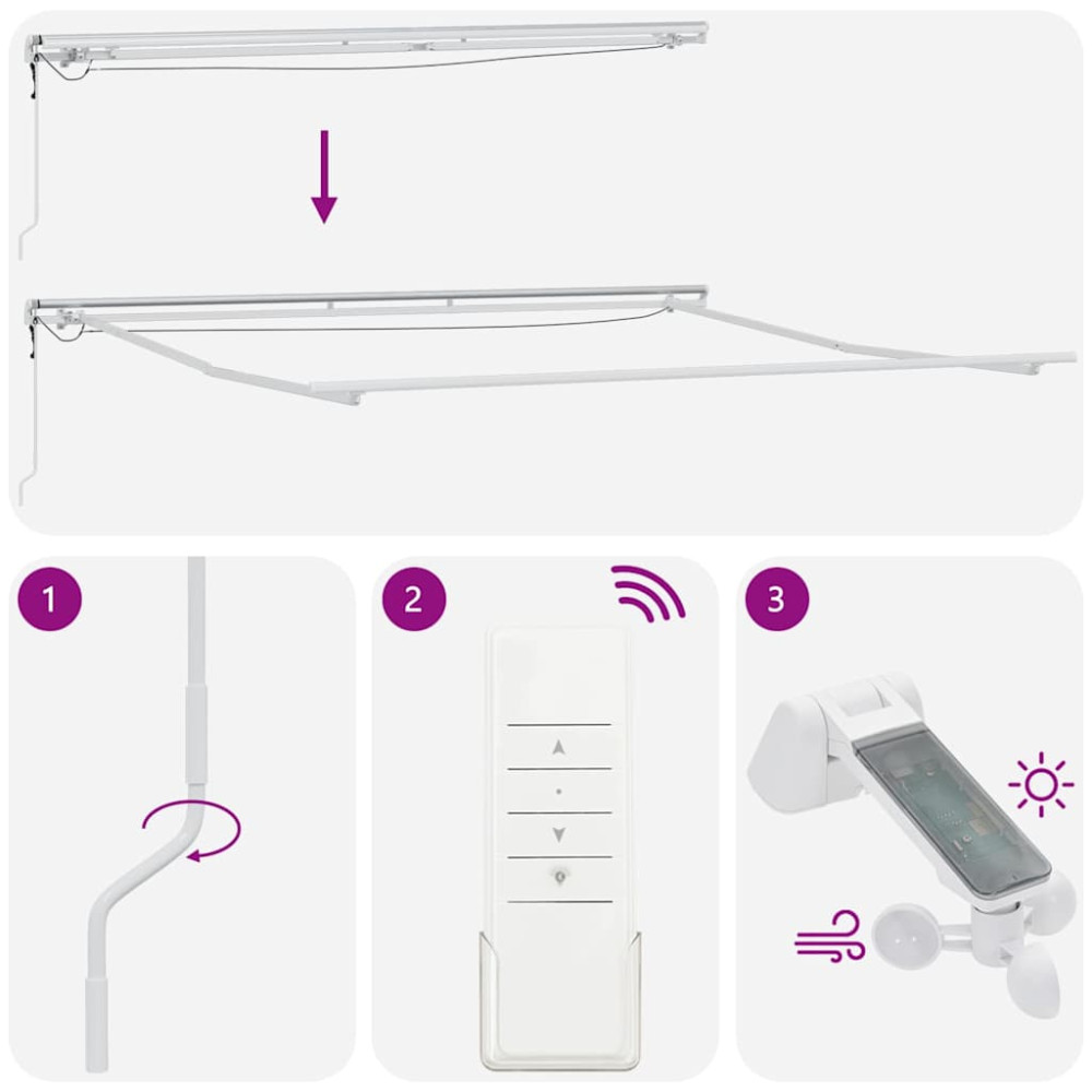 Produktbild för Markisram med LED -remsljus Vit 450 × 350 cm Aluminium