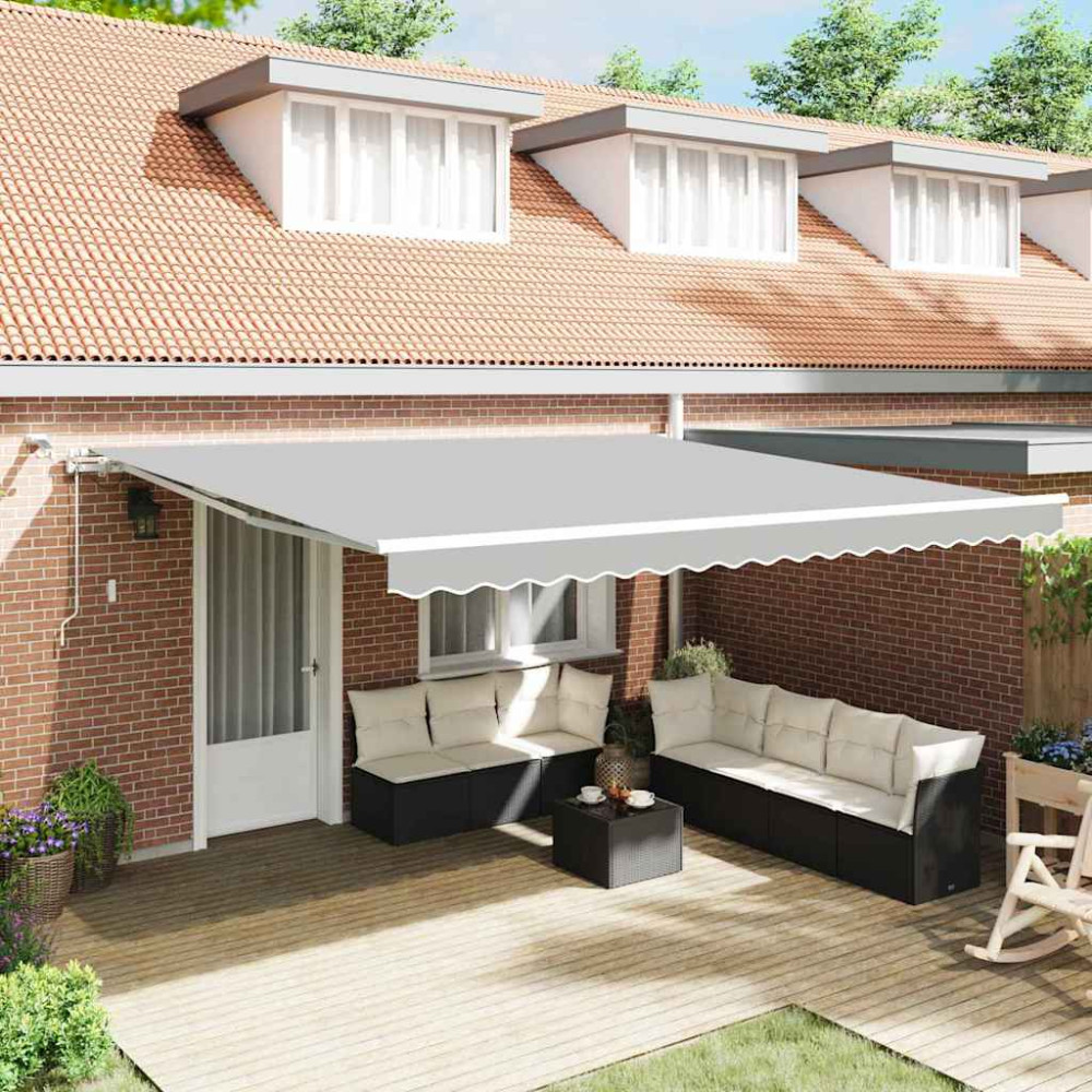 Produktbild för Markisram med LED -remsljus Vit 500 × 350 cm Aluminium