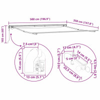 Produktbild för Markisram med LED -remsljus Vit 500 × 350 cm Aluminium