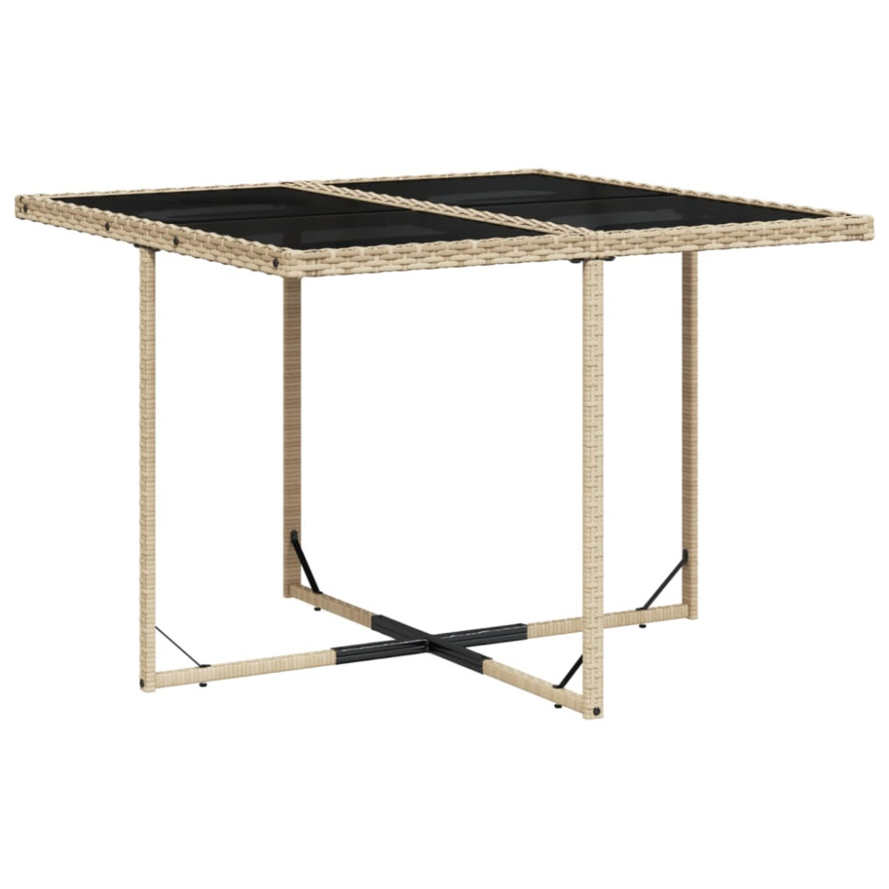 Produktbild för Matgrupp för trädgården med dynor 9 delar beige konstrotting