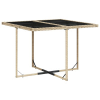 Produktbild för Matgrupp för trädgården med dynor 9 delar beige konstrotting