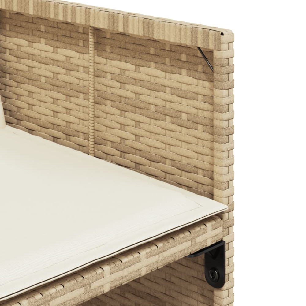 Produktbild för Matgrupp för trädgården med dynor 9 delar beige konstrotting