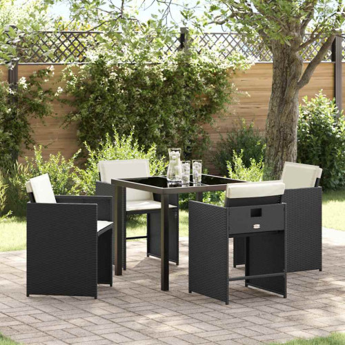 vidaXL Trädgårdsmöbelset 5 pcs Svart konstrotting