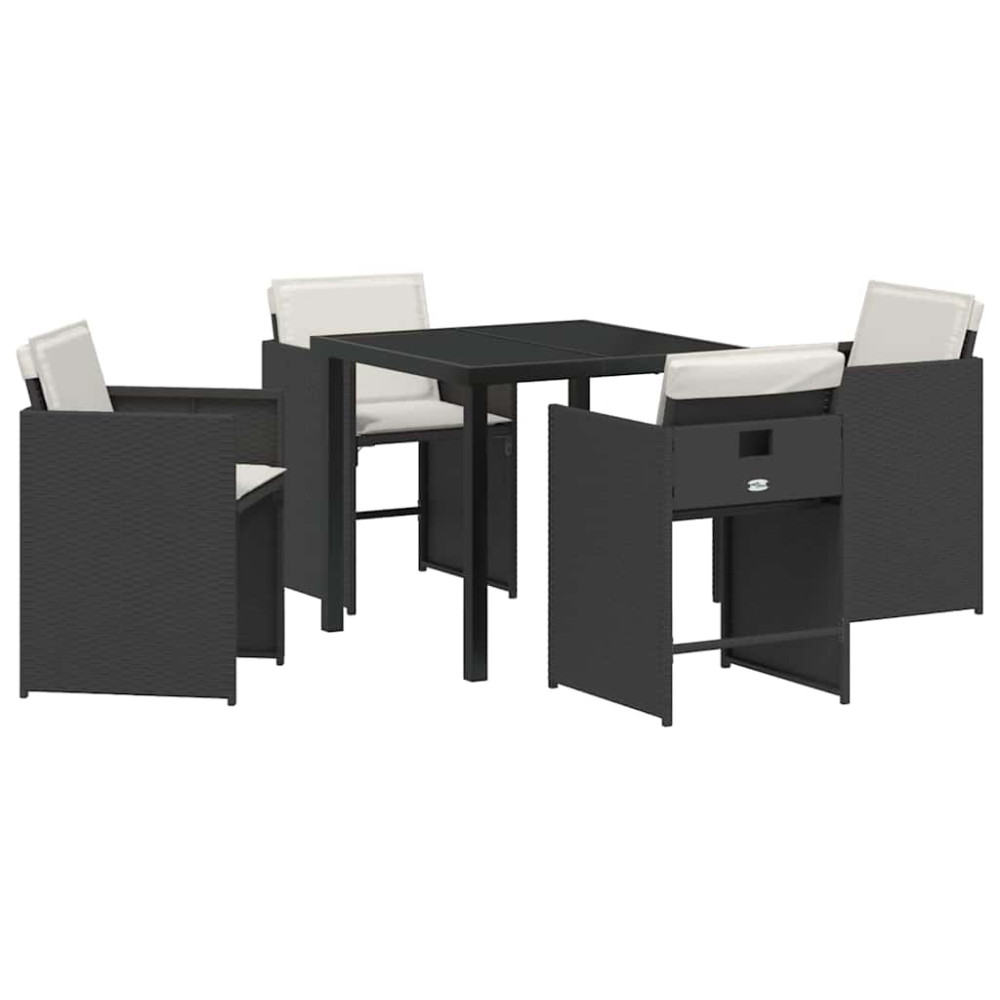 Produktbild för Trädgårdsmöbelset 5 pcs Svart konstrotting