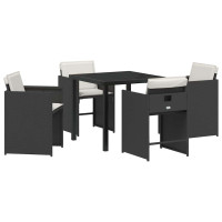 Produktbild för Trädgårdsmöbelset 5 pcs Svart konstrotting