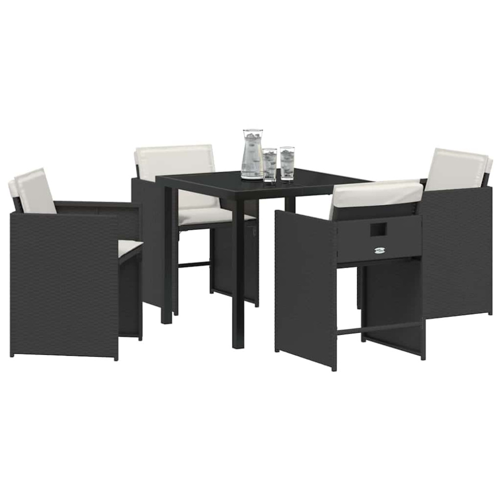Produktbild för Trädgårdsmöbelset 5 pcs Svart konstrotting