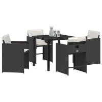 Produktbild för Trädgårdsmöbelset 5 pcs Svart konstrotting